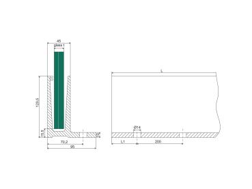 Aluminium Ganzglasgeländer L-Bodenprofil 2500mm 3,0kN Glasgeländer Satin Elox